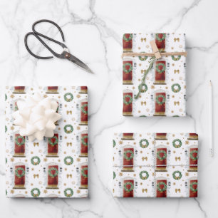 Hoja De Papel De Regalo Patrón de puerta delantera roja de color de agua f