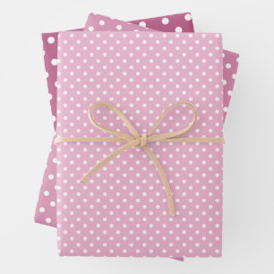 Hoja De Papel De Regalo Patrón de puntos de polka blanco rosado Rosa de mo