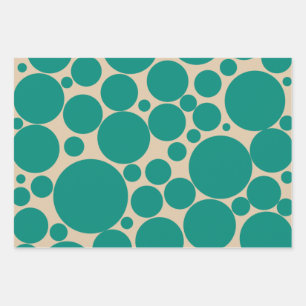 Hoja De Papel De Regalo Patrón de puntos retro con burbujas en azul turque