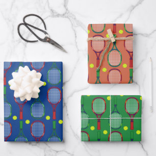 Hoja De Papel De Regalo Patrón de raquetas y bolas de tenis