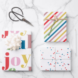 Hoja De Papel De Regalo Patrón de raya alegre y colorido moderno para vaca