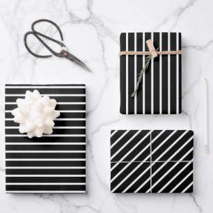Hoja De Papel De Regalo Patrón de rayas blancas y negras