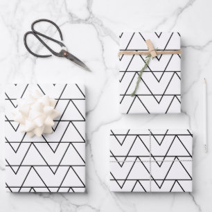 Hoja De Papel De Regalo Patrón de rayas de cheurón negro y blanco