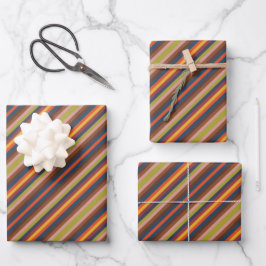 Hoja De Papel De Regalo Patrón de rayas de colores de otoño e invierno