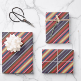 Hoja De Papel De Regalo Patrón de rayas de colores de otoño e invierno