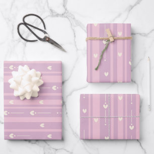 Hoja De Papel De Regalo Patrón de rayas de corazón sonrojado