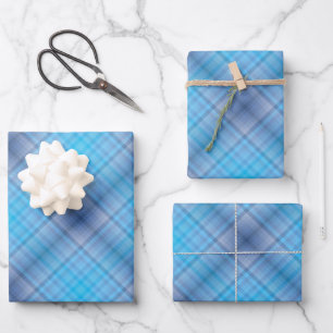 Hoja De Papel De Regalo Patrón de rayas de invierno primavera verano azul