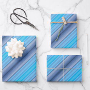 Hoja De Papel De Regalo Patrón de rayas de primavera verano invierno azul