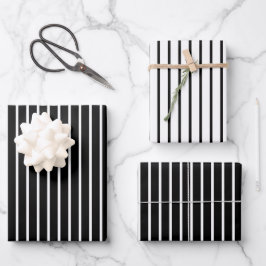 Hoja De Papel De Regalo Patrón de rayas en blanco y negro chic minimalista
