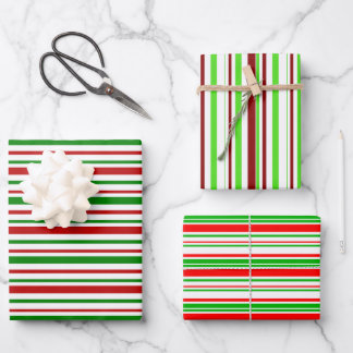 Hoja De Papel De Regalo Patrón de rayas/líneas rojas, verdes y blancas div