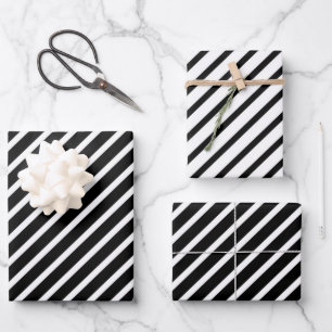 Hoja De Papel De Regalo Patrón de rayas modernas en blanco y negro