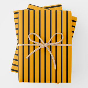Hoja De Papel De Regalo Patrón de rayas retro amarillo negro