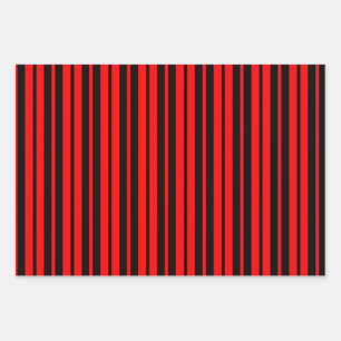 Hoja De Papel De Regalo Patrón de rayas verticales rojas y negras