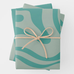 Hoja De Papel De Regalo Patrón De Resumen De Swirl Líquido Retro Silenciad