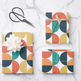 Hoja De Papel De Regalo Patrón de resumen moderno y colorido de mediados d