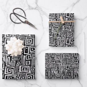 Hoja De Papel De Regalo Patrón de resumen negro y blanco negrita