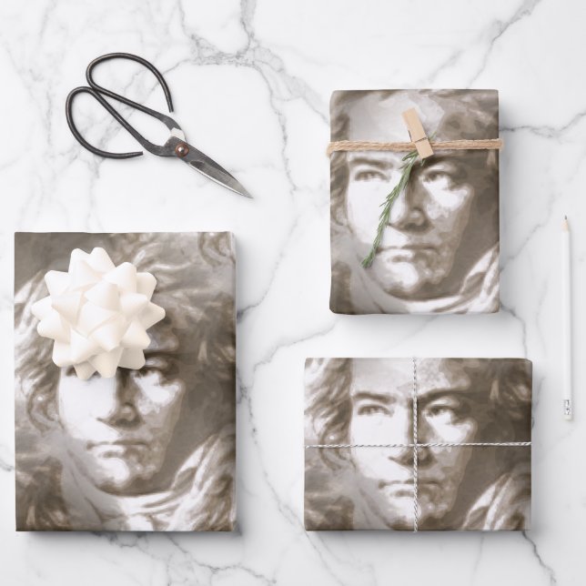 Hoja De Papel De Regalo Patrón de retrato de Beethoven (Anverso)