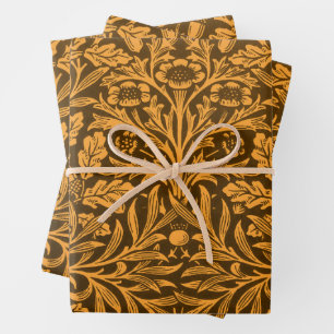 Hoja De Papel De Regalo Patrón de roble dorado de otoño vintage de William