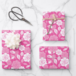 HOJA DE PAPEL DE REGALO PATRÓN DE ROSA (ROSA)