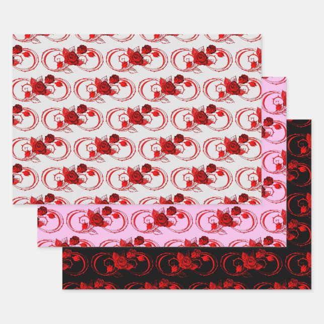 Hoja De Papel De Regalo Patrón de Rosas infinitos (Set)