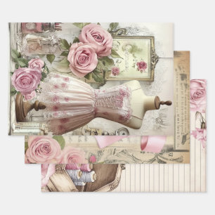 Hoja De Papel De Regalo Patrón de rosas y de mascado de éfera