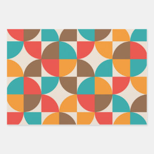 Hoja De Papel De Regalo Patrón de semicírculos coloridos de mediados de si