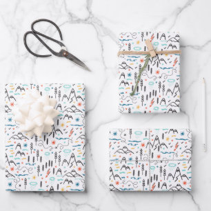 Hoja De Papel De Regalo Patrón de senderismo de montaña