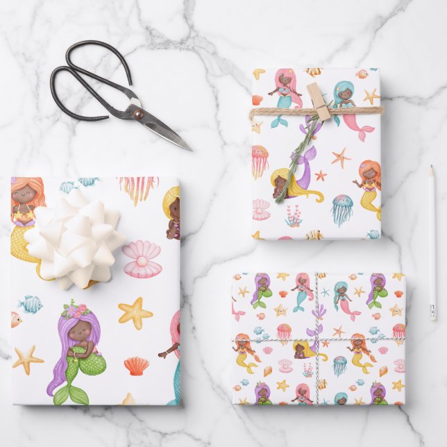 Hoja De Papel De Regalo Patrón de sirena (Anverso)