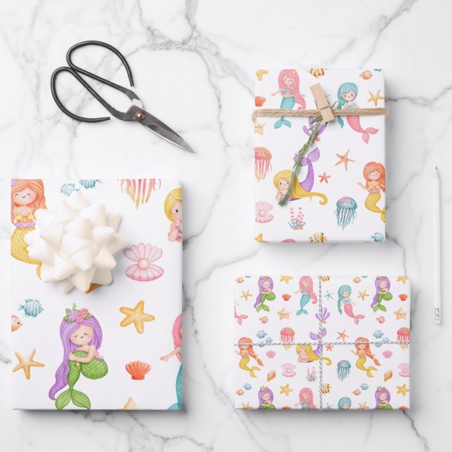 Hoja De Papel De Regalo Patrón de sirena (Anverso)