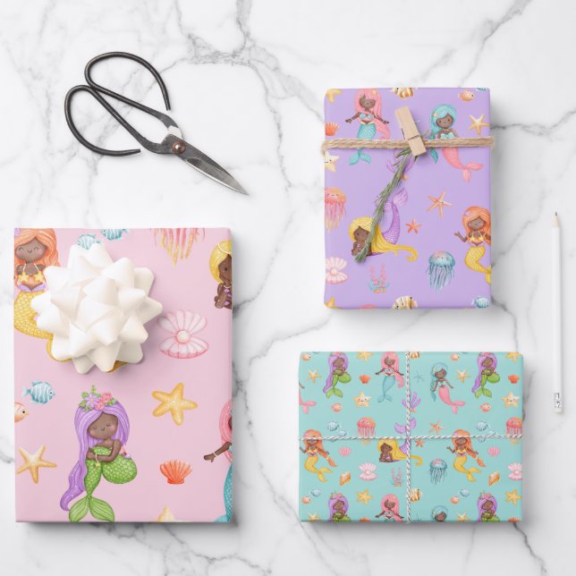 Hoja De Papel De Regalo Patrón de sirena (Anverso)