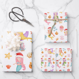 Hoja De Papel De Regalo Patrón de sirena de navidades