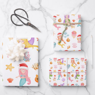 Hoja De Papel De Regalo Patrón de sirena de navidades
