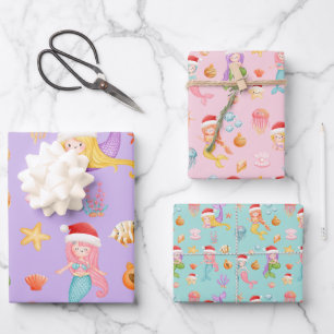 Hoja De Papel De Regalo Patrón de sirena de navidades