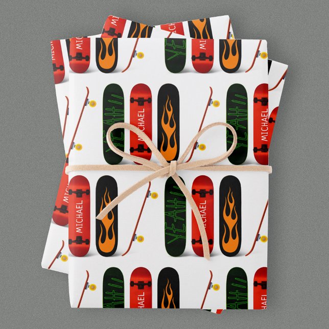 Hoja De Papel De Regalo Patrón de skateboard personalizado (Subido por el creador)