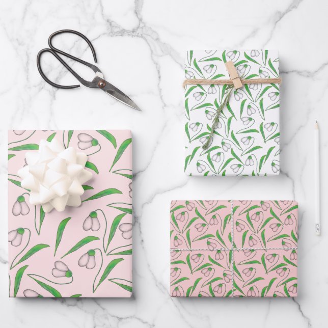 Hoja De Papel De Regalo Patrón de Sndrop On Rubor Pink (Anverso)