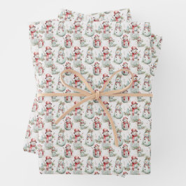 Hoja De Papel De Regalo Patrón de Snowman de vacaciones para navidades