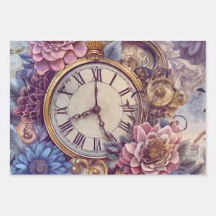 Hoja De Papel De Regalo Patrón de Steampunk del Pastel Victoriano