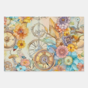 Hoja De Papel De Regalo Patrón de Steampunk del Pastel Victoriano