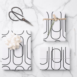 Hoja De Papel De Regalo Patrón de sujetapapeles en blanco y negro