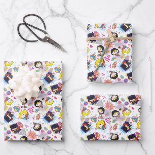 Hoja De Papel De Regalo Patrón de Super Heroína Chibi