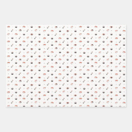Hoja De Papel De Regalo Patrón de Sushi Kawaii Minimalista Comida Japonesa