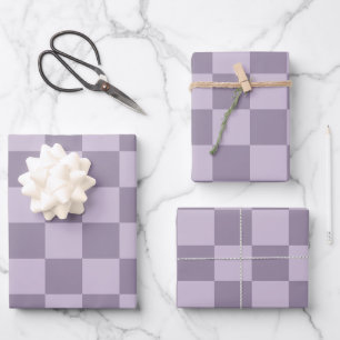 Hoja De Papel De Regalo Patrón de tablero de ajedrez de lavanda suave mini