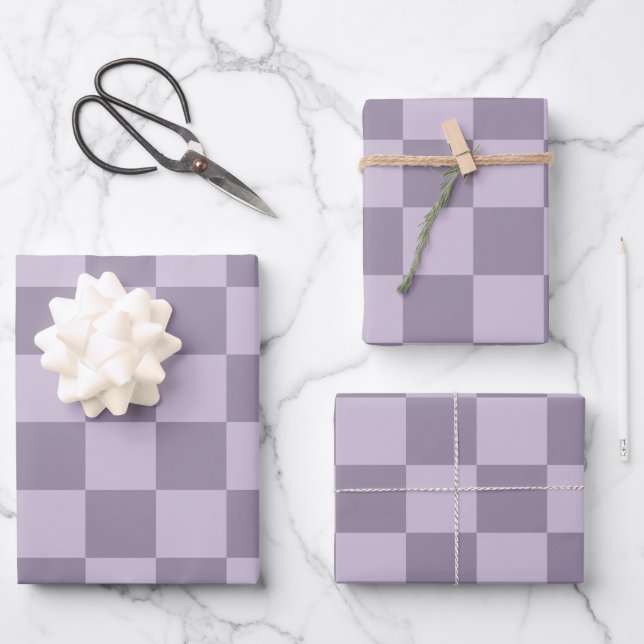 Hoja De Papel De Regalo Patrón de tablero de ajedrez de lavanda suave mini (Anverso)