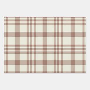 Hoja De Papel De Regalo Patrón de Tartán a Cuadros Marrones de Mousse de M
