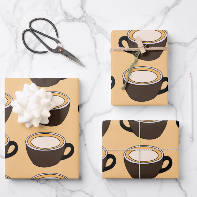 Hoja De Papel De Regalo Patrón de Taza de Café (Anverso)