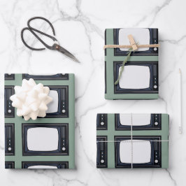 Hoja De Papel De Regalo Patrón de televisión retro clásico antiguo de la t