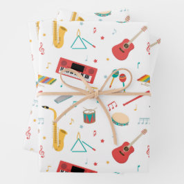 Hoja De Papel De Regalo Patrón de tema musical de instrumentos musicales