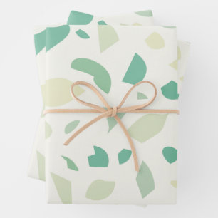 Hoja De Papel De Regalo Patrón de terrazo verde
