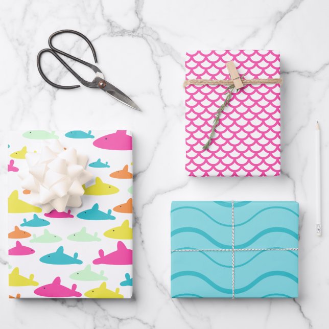 Hoja De Papel De Regalo Patrón de tiburón (Anverso)