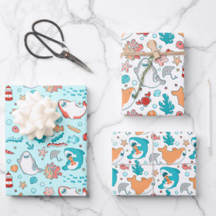 Hoja De Papel De Regalo Patrón de tiburón mate